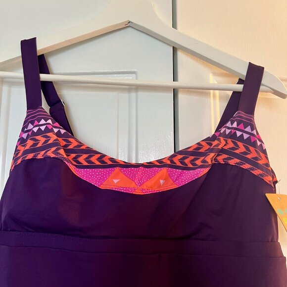 (new w/ tags) Womens Title Nine Tankini with adjustable straps, purple, L - Picture 2 of 3